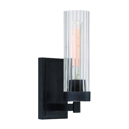 Designers Fountain Braden 4.5in 1-Light Iron Graphite Modern Indoor Wall Sconce with Clear Striated Glass Shade 95001-IG